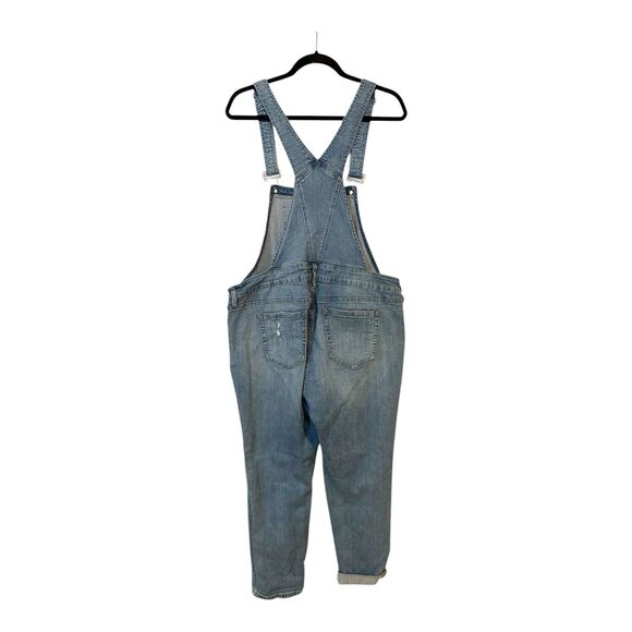 Torrid Women’s Overalls Crop Stretch Sz 18 Distressed Med Wash K4 - Picture 3 of 6